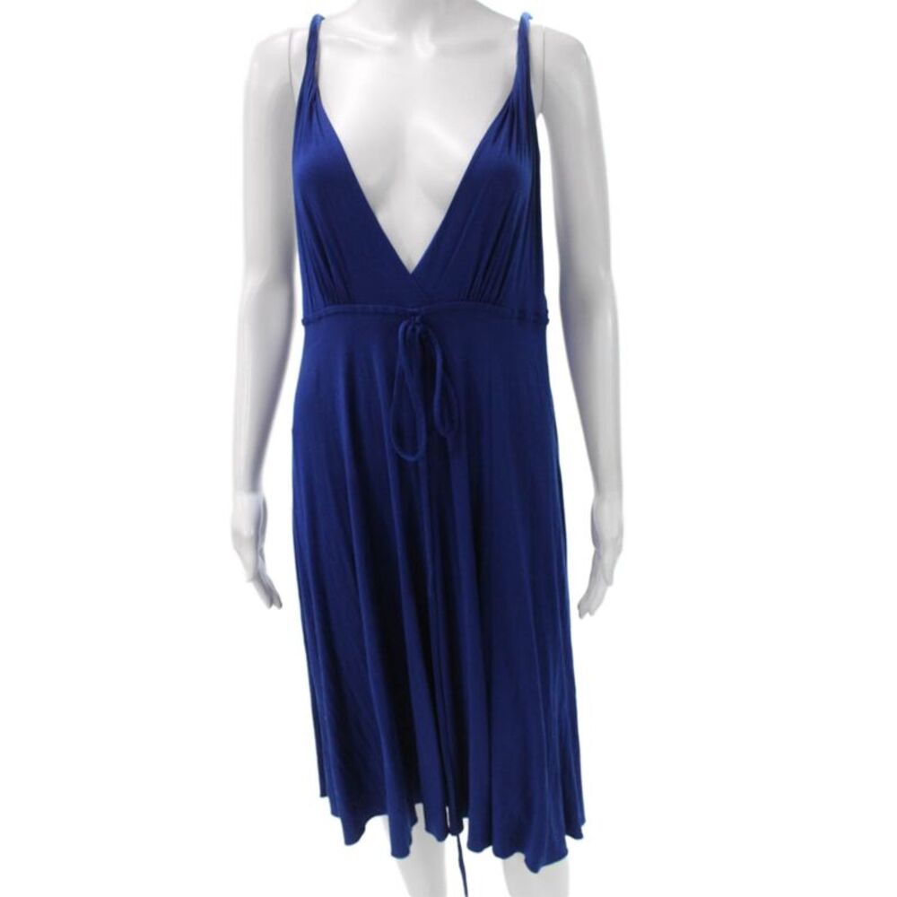 Searle Women Maxi Dress Blue Sleeveless V-Neck Polyester Blend Size S